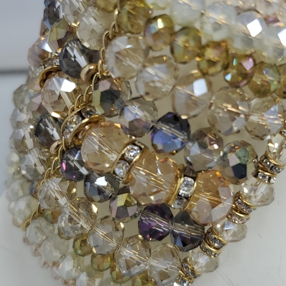 Ali khan 11 row beaded champagne opened bracelet - Picture 5 of 5